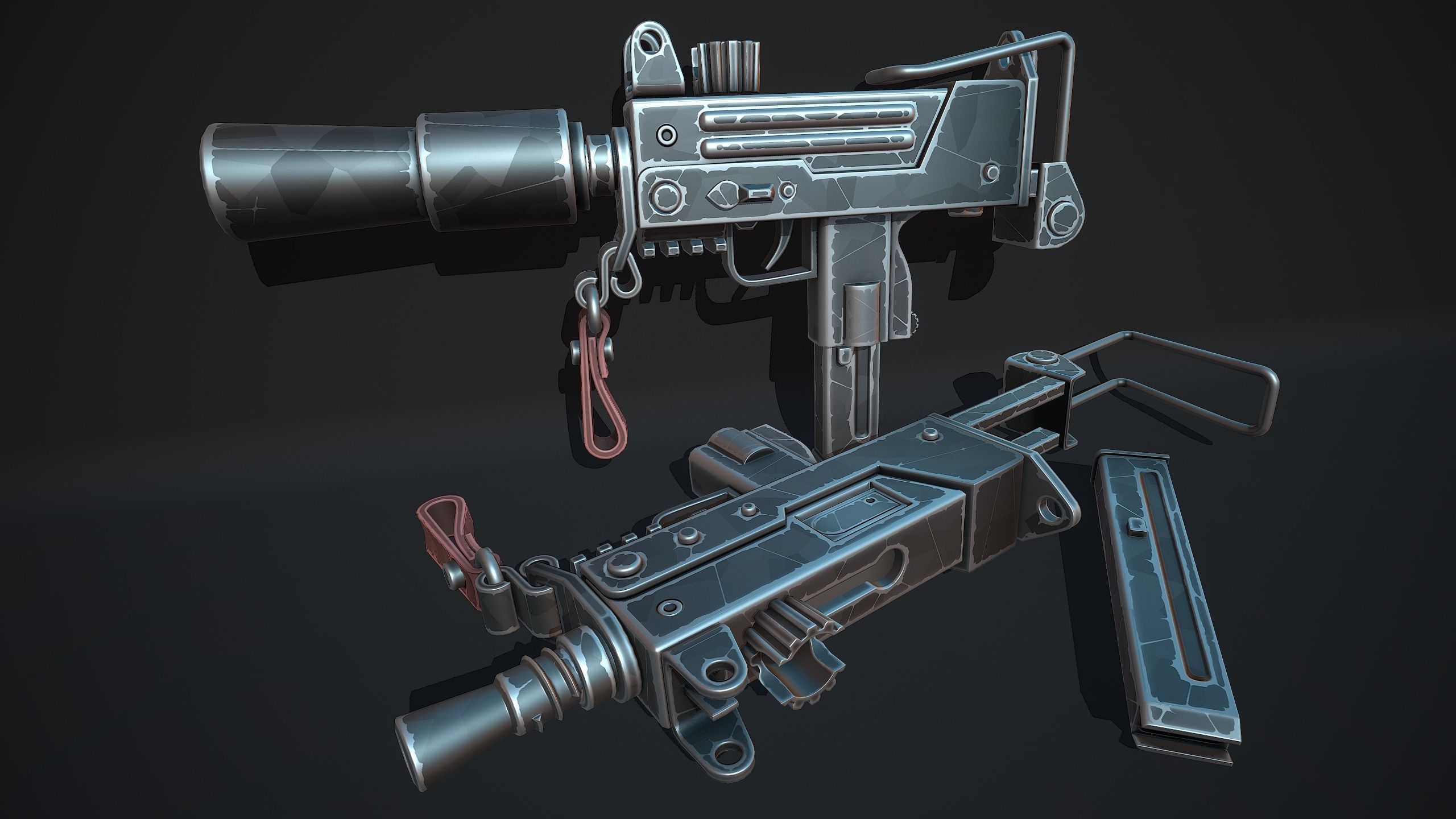 Stylized MAC-10 Low-poly 3D model_10