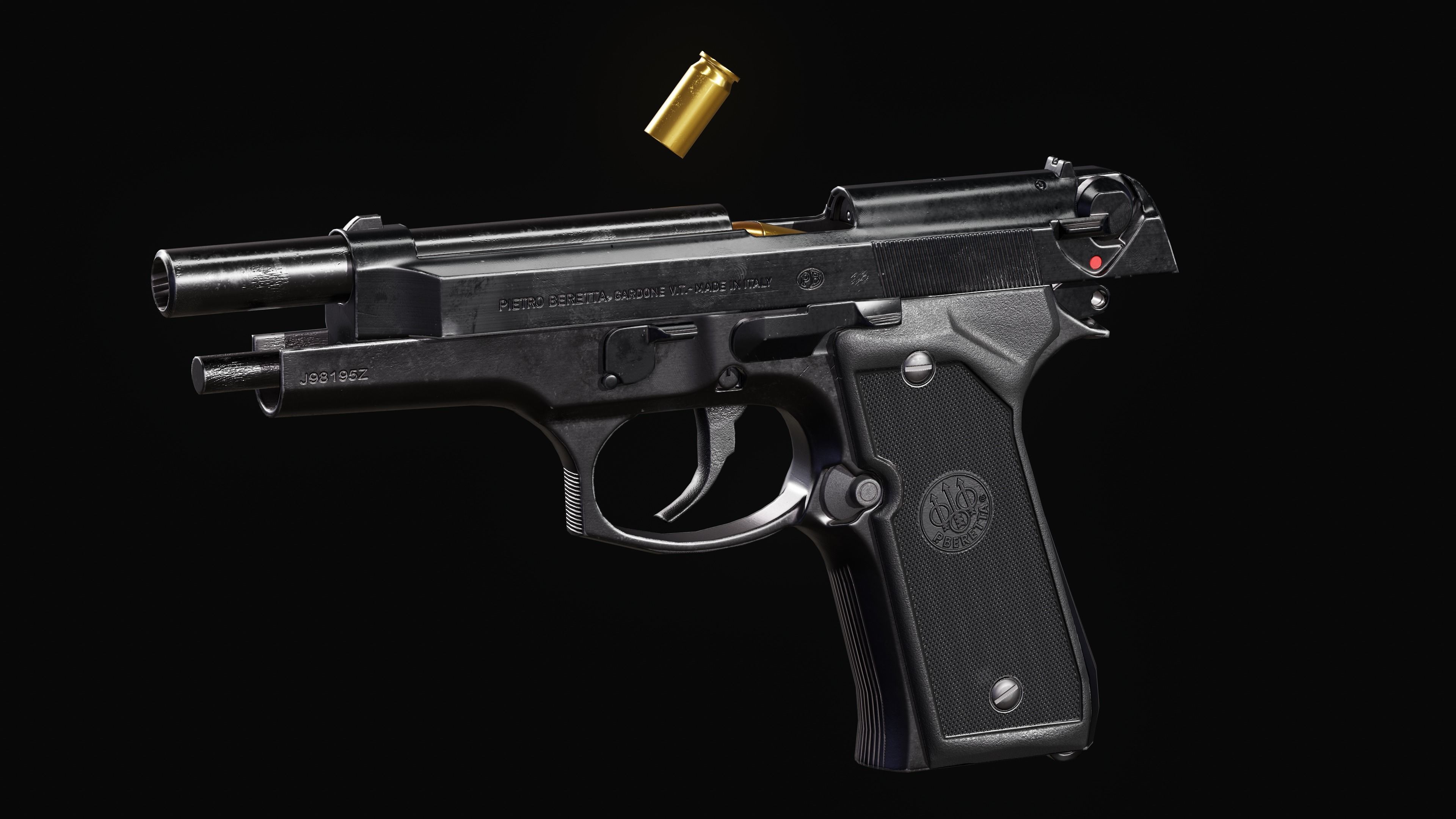 Beretta M9 Low-poly 3D model_3