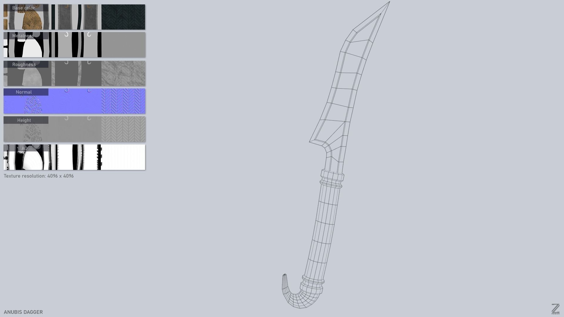 Anubis dagger Low-poly 3D model_3