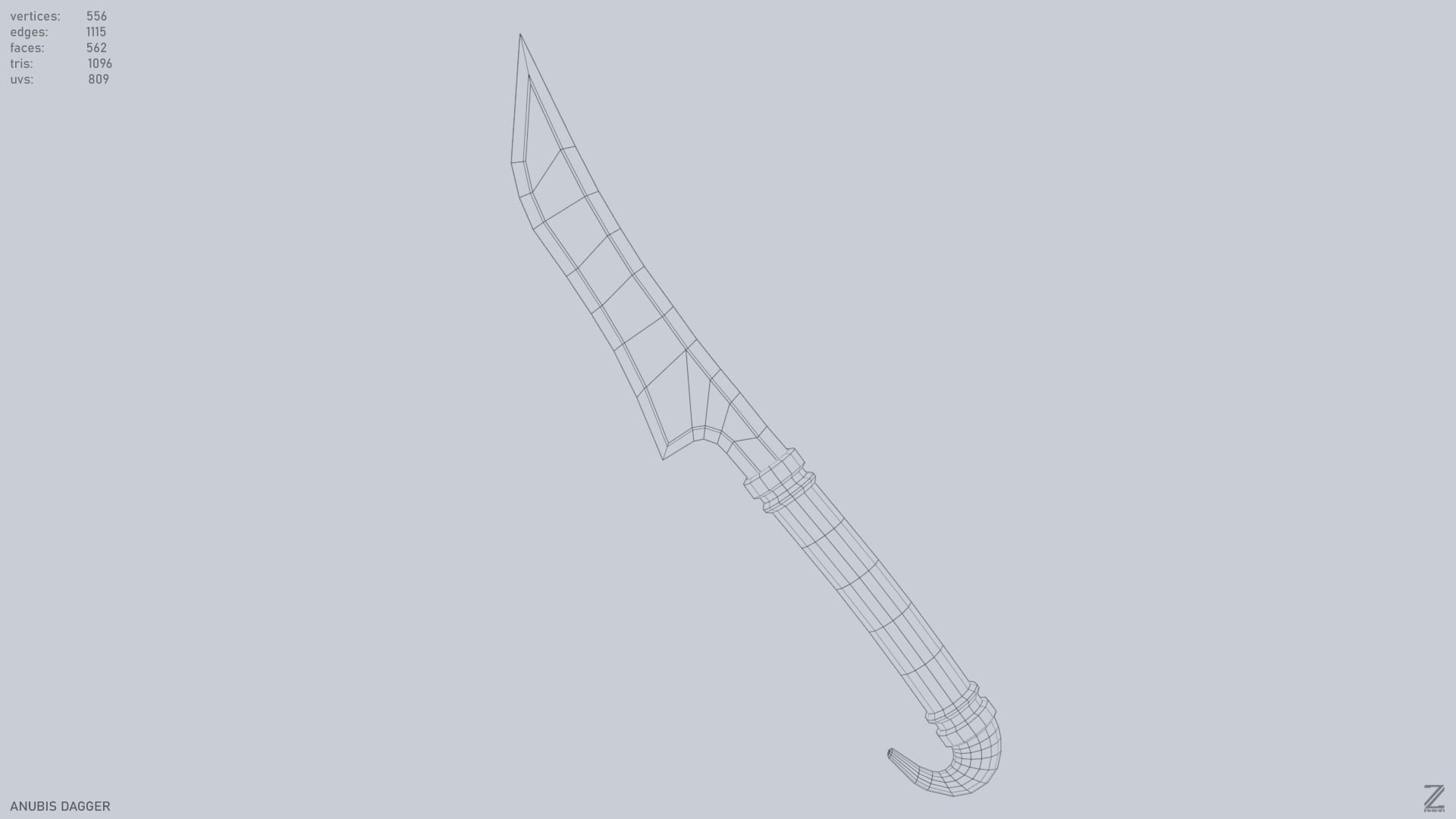 Anubis dagger Low-poly 3D model_9