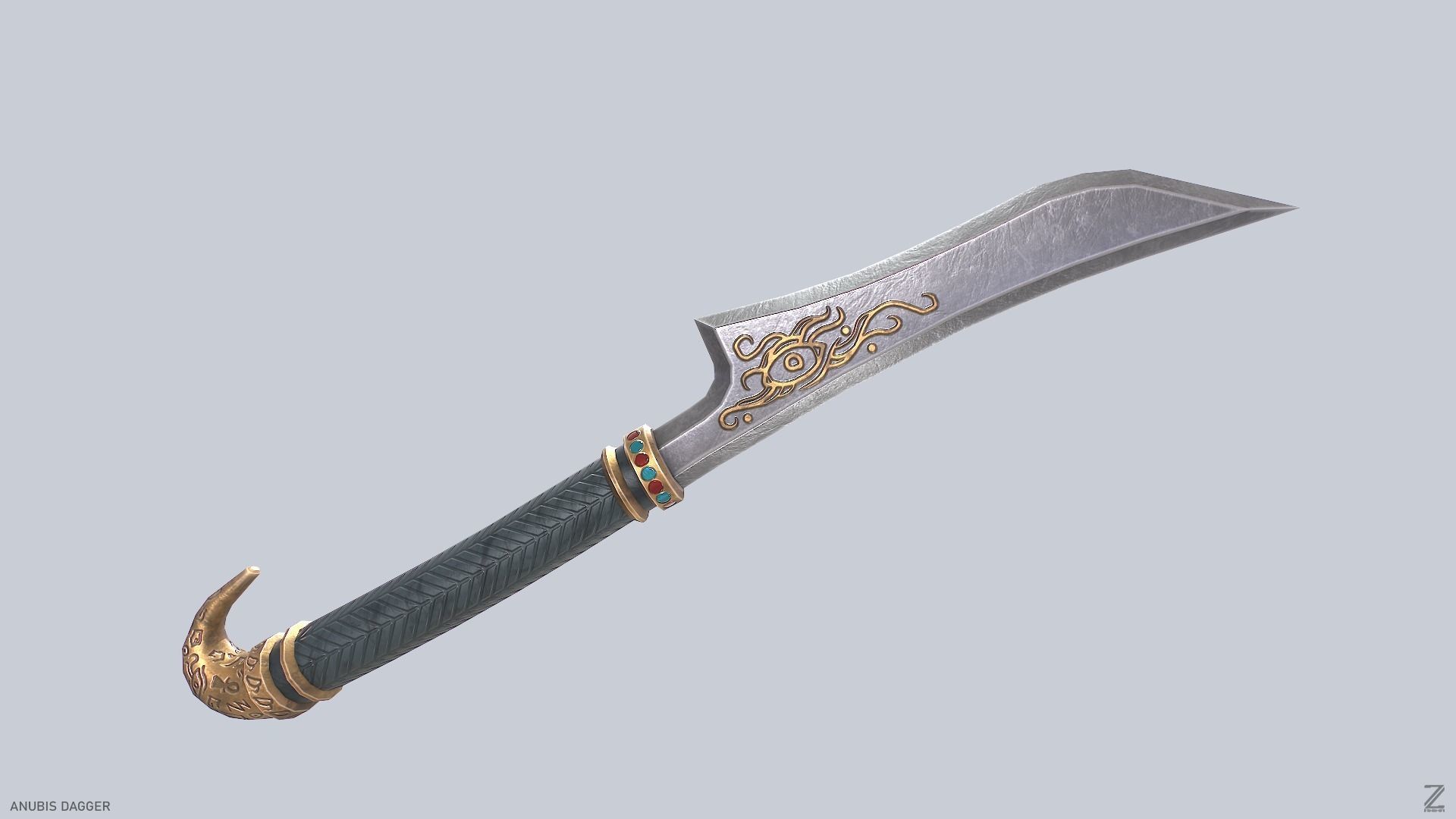 Anubis dagger Low-poly 3D model_5