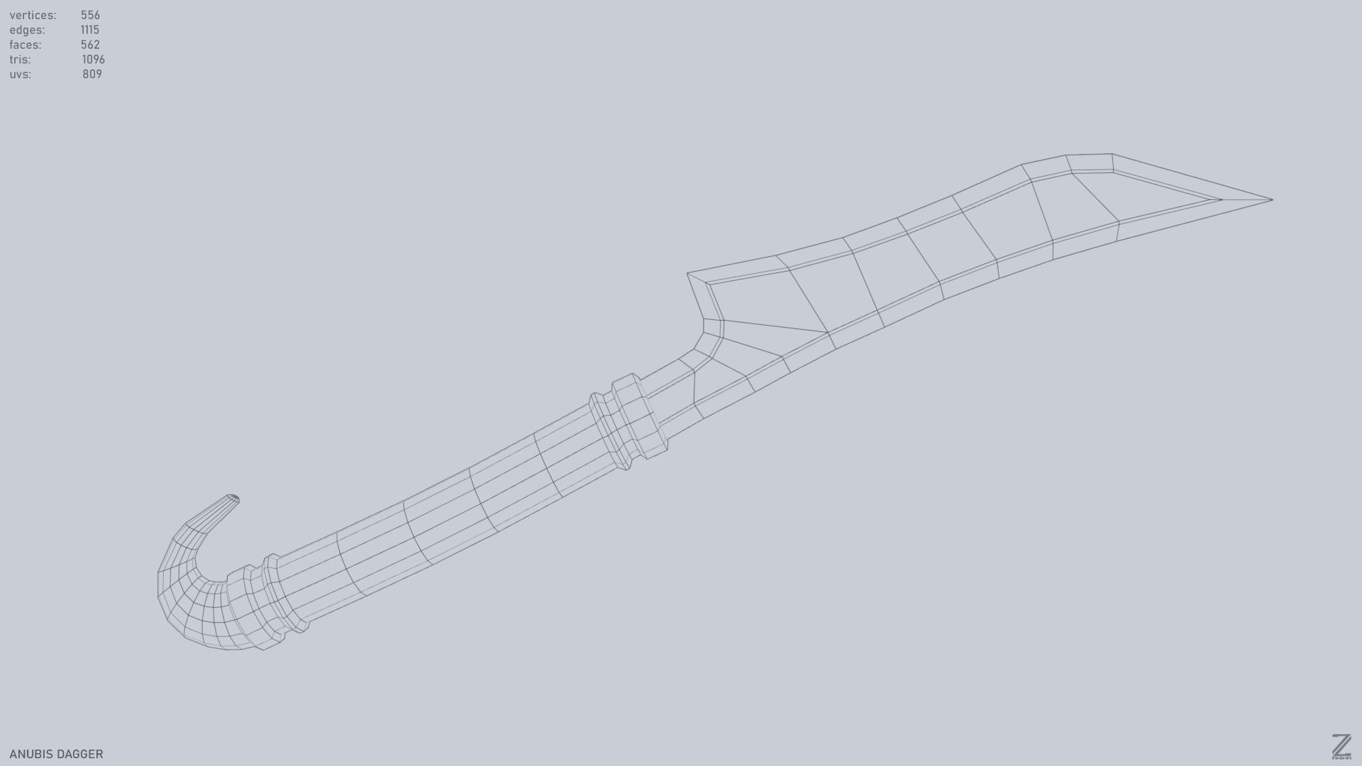 Anubis dagger Low-poly 3D model_13