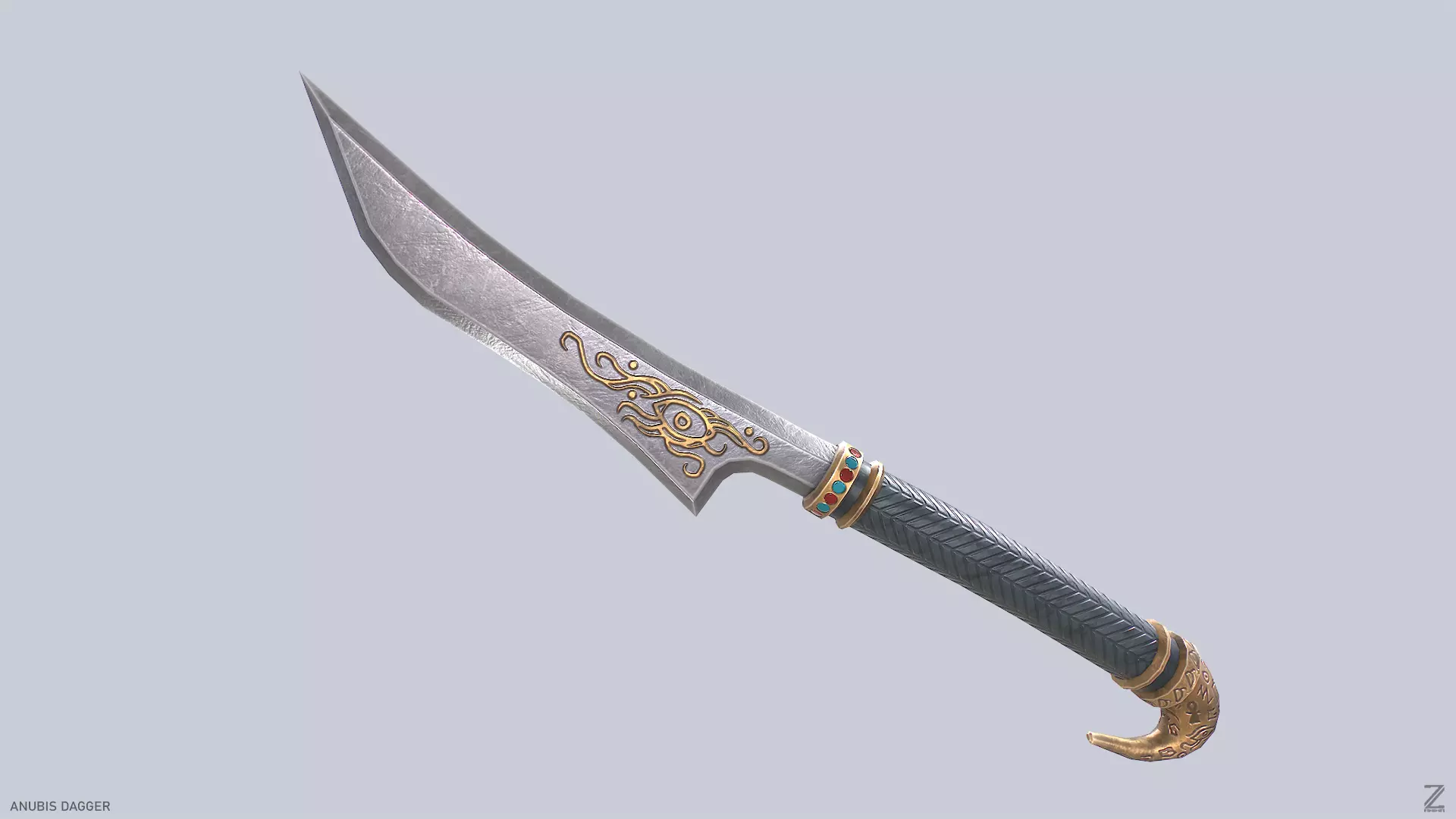 Anubis dagger Low-poly 3D model_0