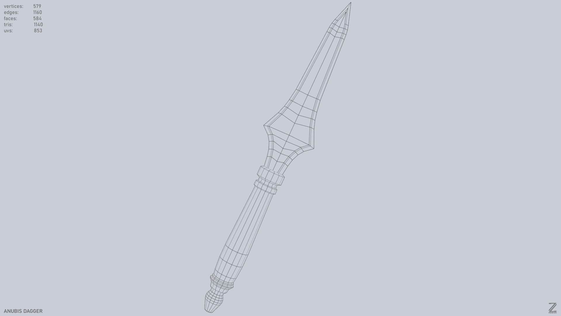 Anubis dagger Low-poly 3D model_15