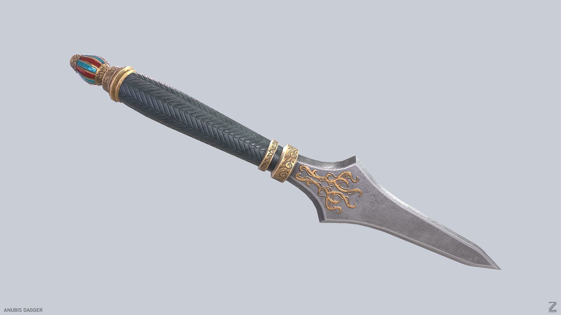 Anubis dagger Low-poly 3D model_8