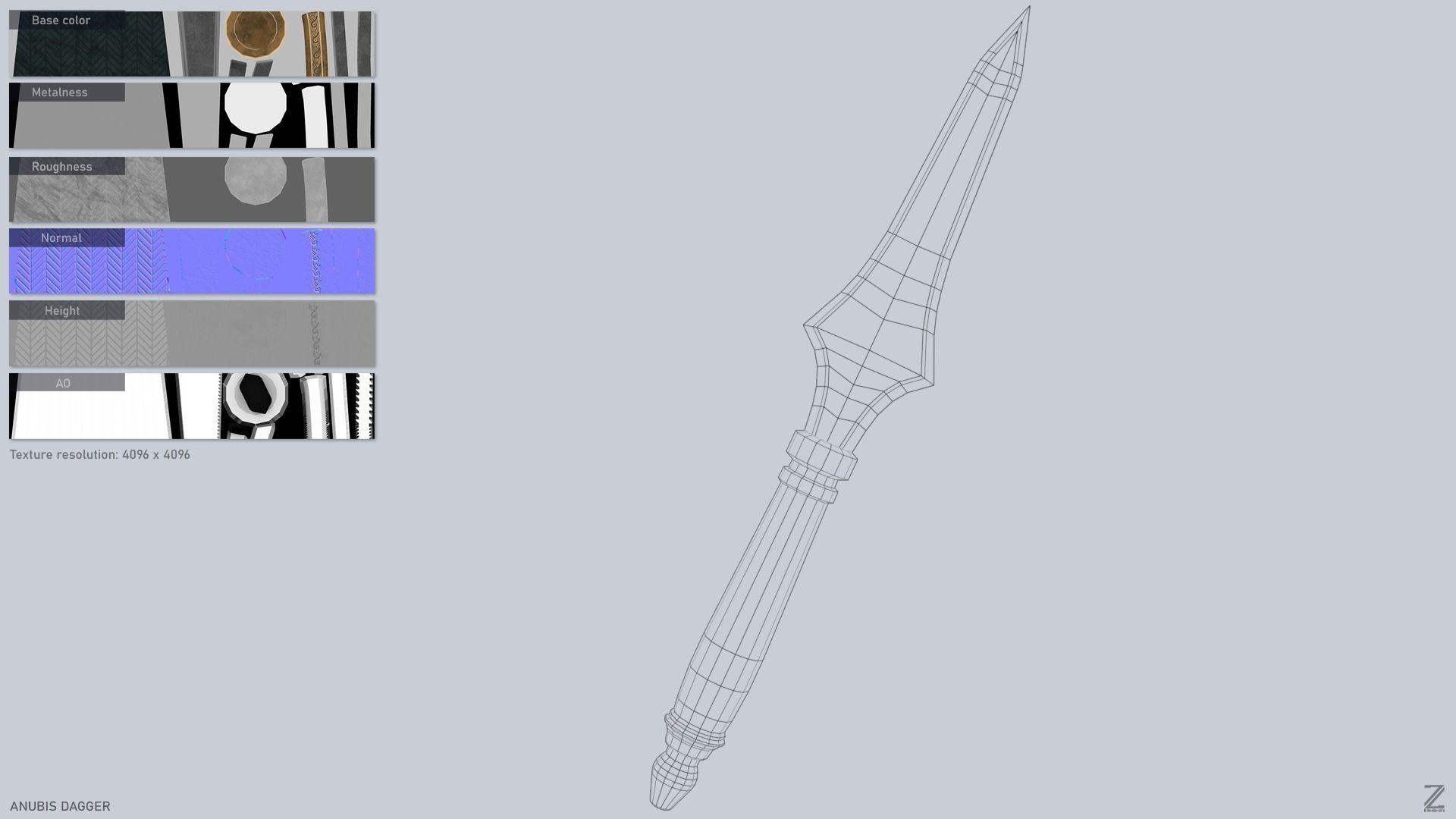 Anubis dagger Low-poly 3D model_3