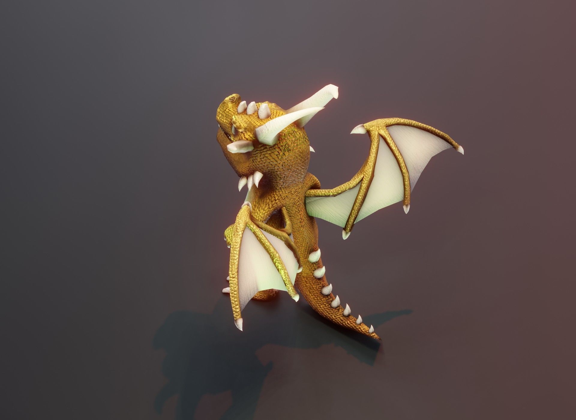 Cartoon Gold Dragon Animated 3D Model Low-poly 3D model_15