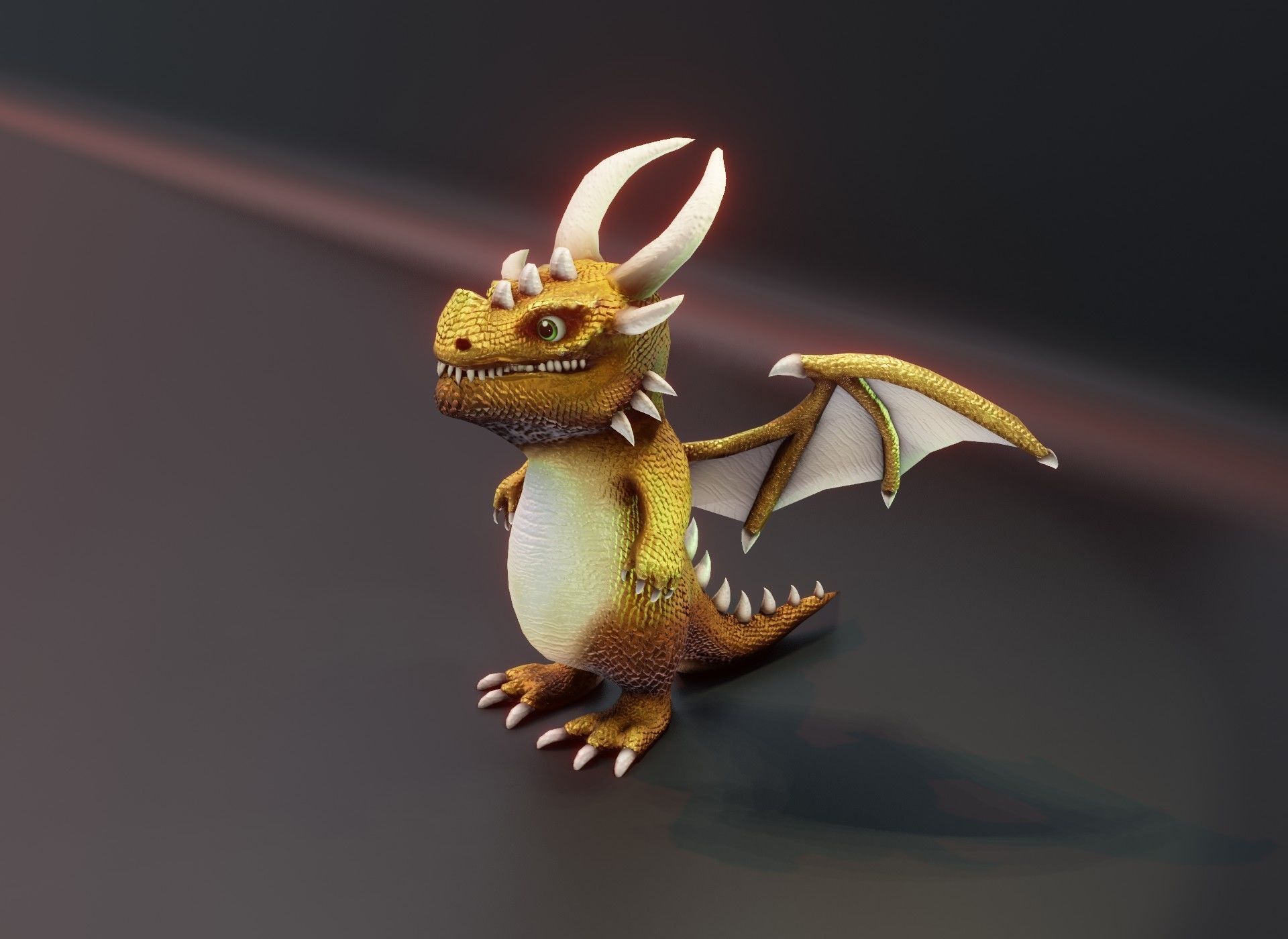 Cartoon Gold Dragon Animated 3D Model Low-poly 3D model_20
