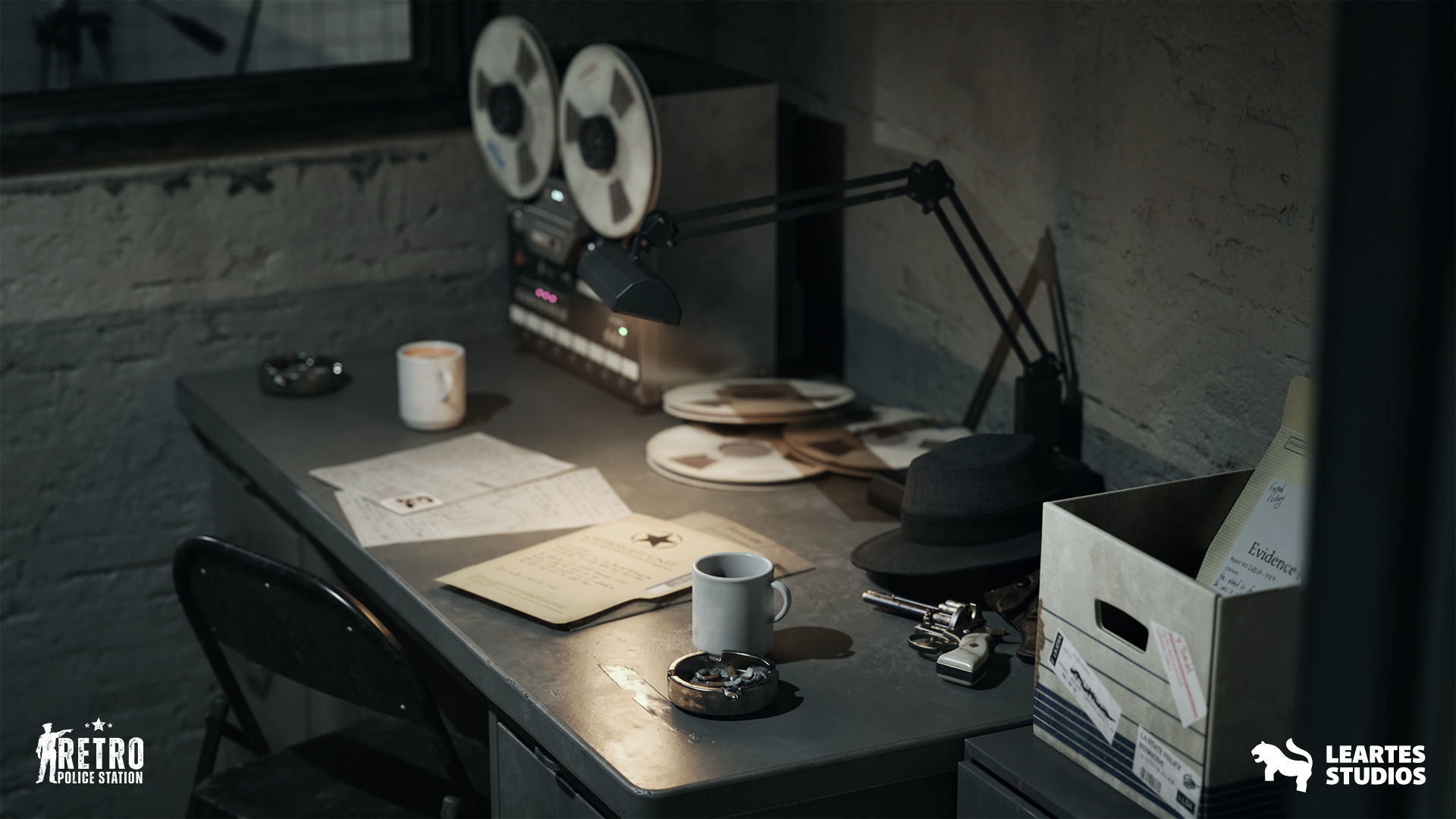 Retro Police Station Environment Low-poly 3D model_15