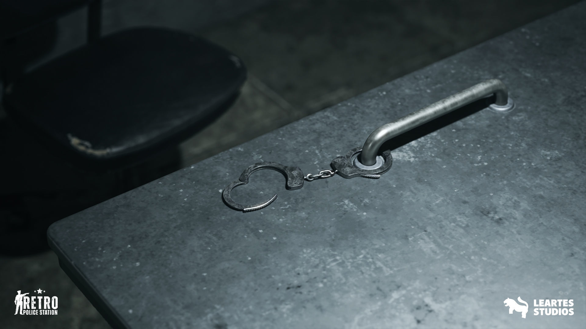 Retro Police Station Environment Low-poly 3D model_18