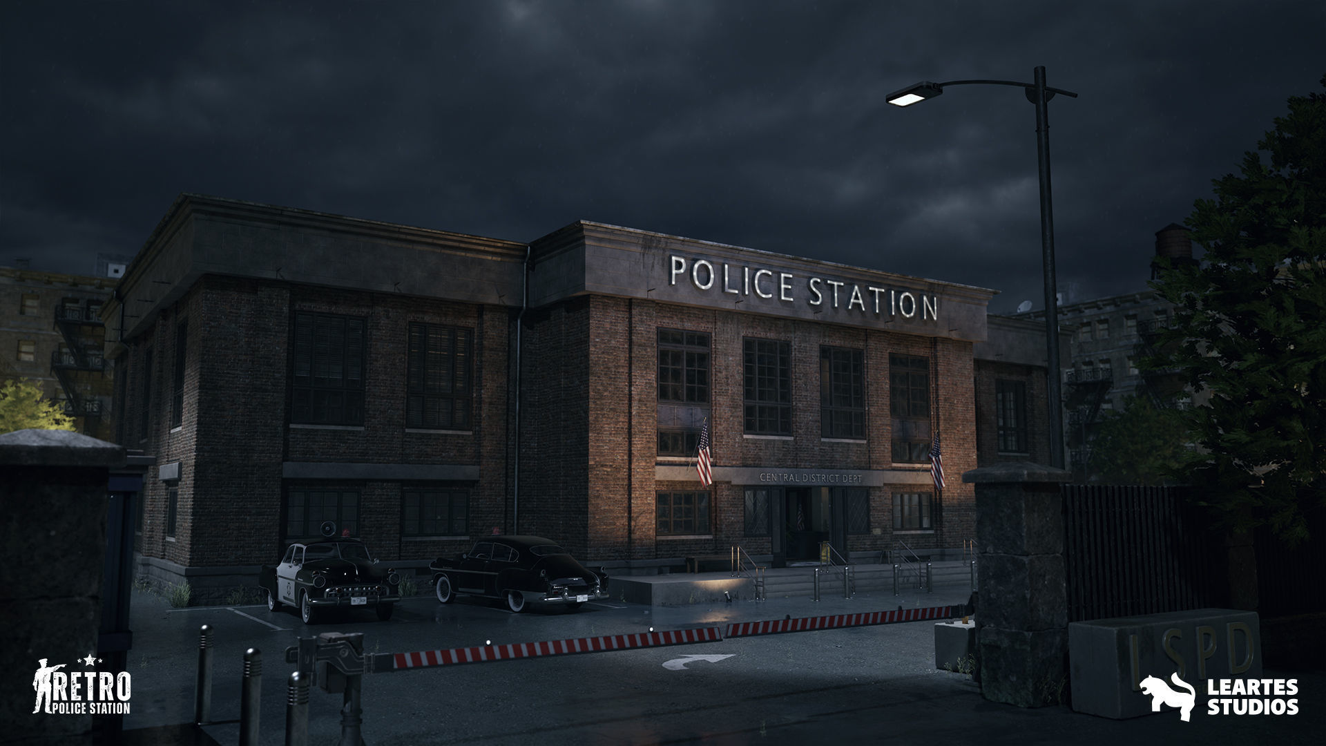 Retro Police Station Environment Low-poly 3D model_3