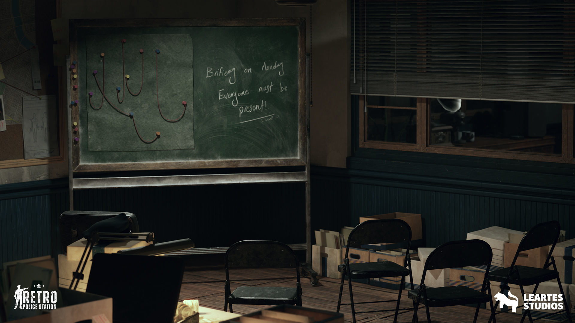 Retro Police Station Environment Low-poly 3D model_10