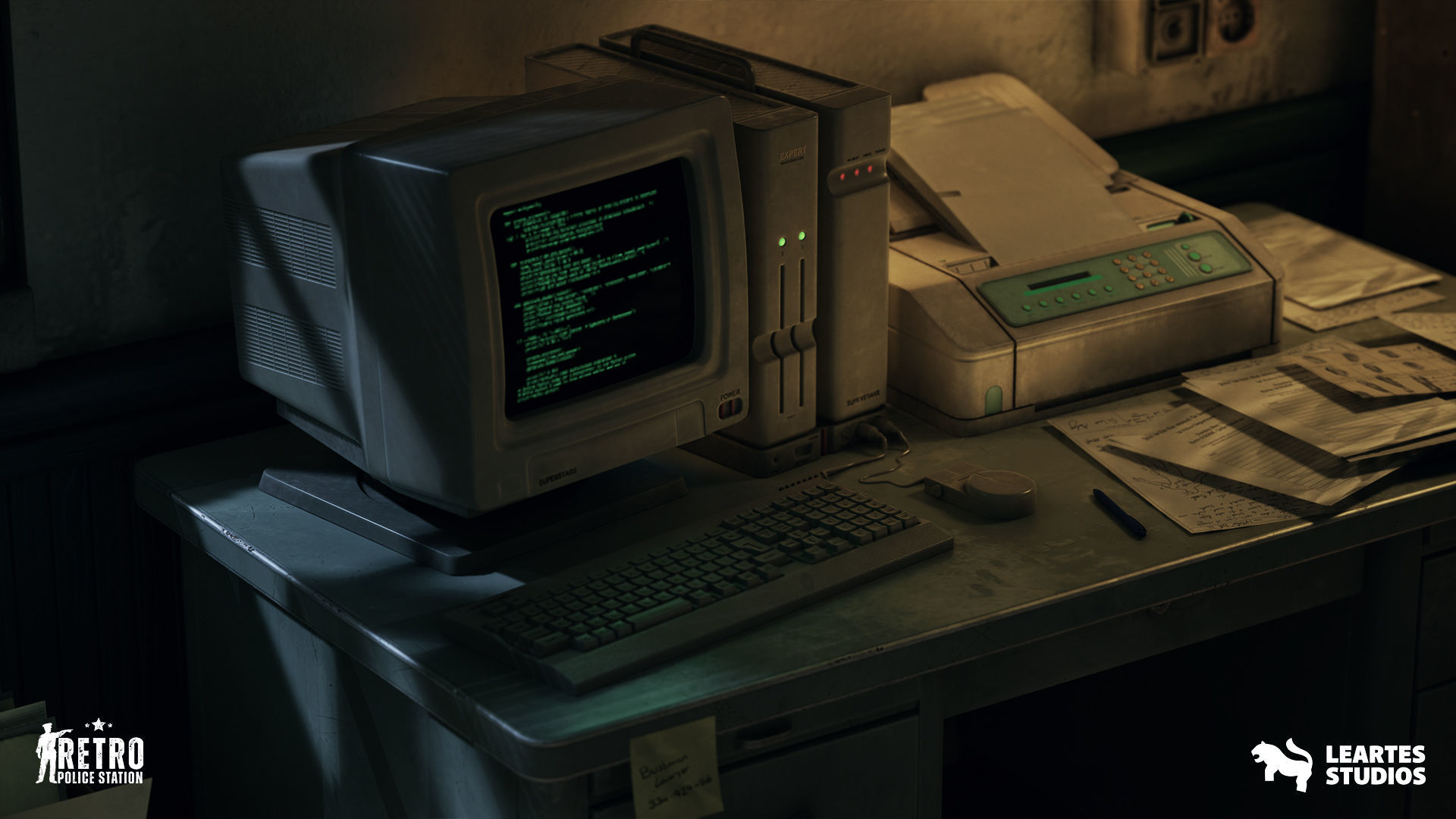 Retro Police Station Environment Low-poly 3D model_17