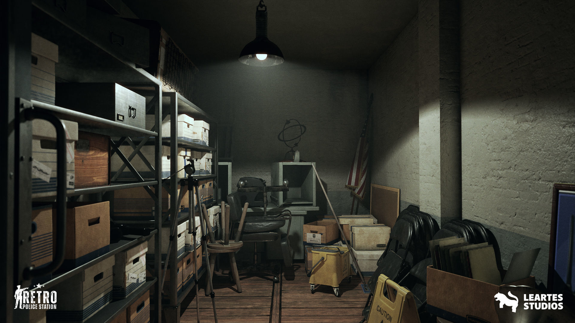 Retro Police Station Environment Low-poly 3D model_11