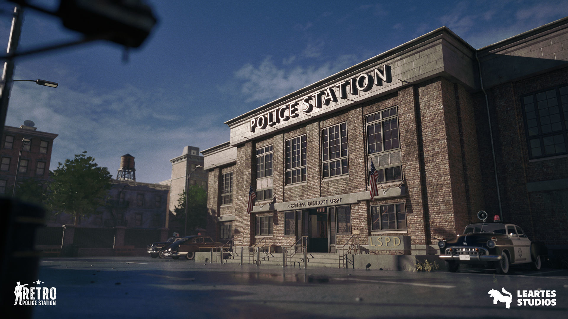Retro Police Station Environment Low-poly 3D model_2
