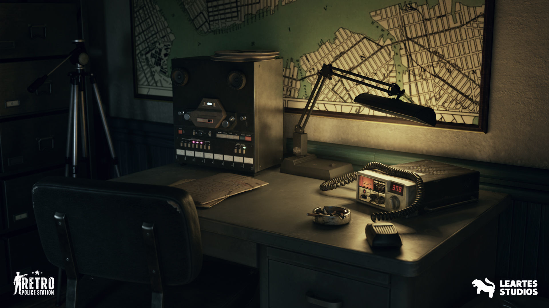 Retro Police Station Environment Low-poly 3D model_14