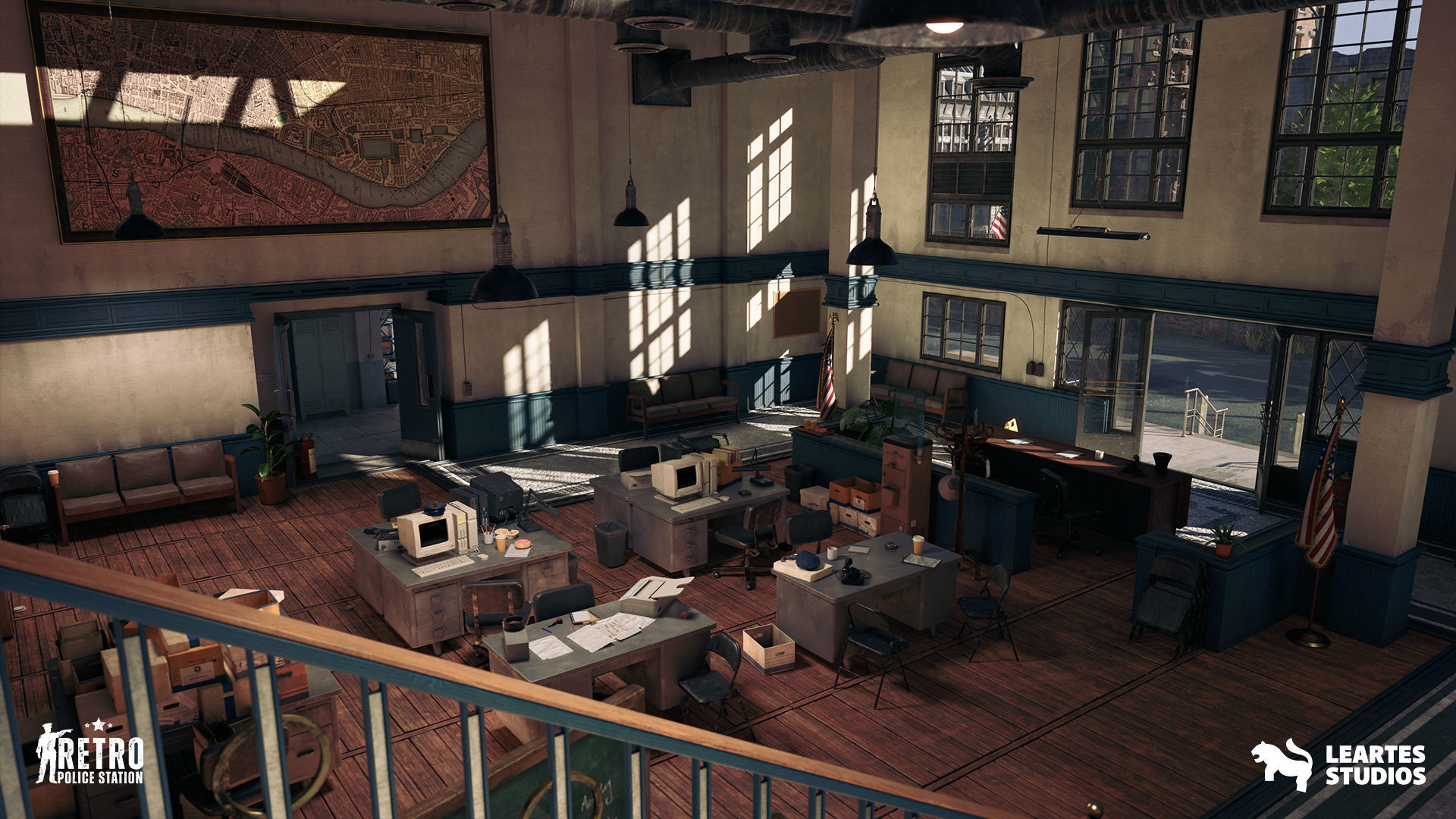Retro Police Station Environment Low-poly 3D model_5