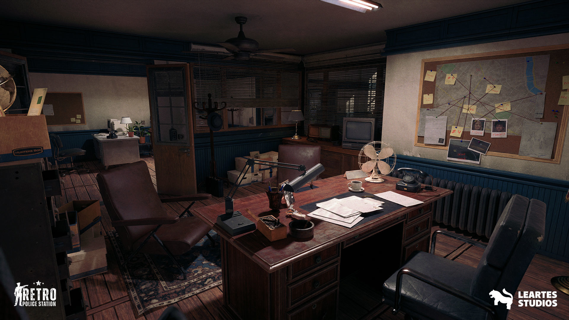 Retro Police Station Environment Low-poly 3D model_9