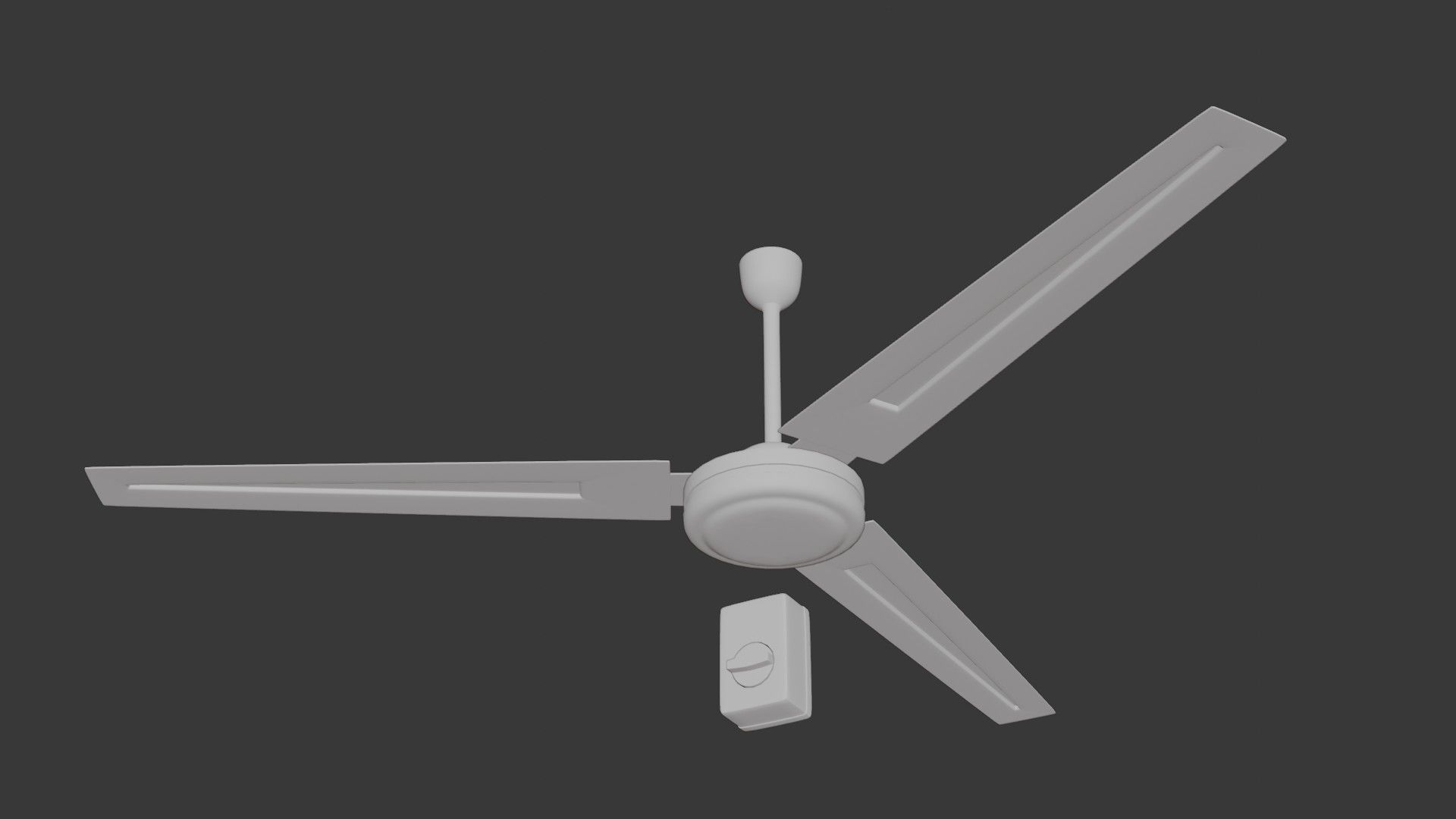 Dusty Old Style Ceiling Fan with Wall Control Low-poly 3D model_2