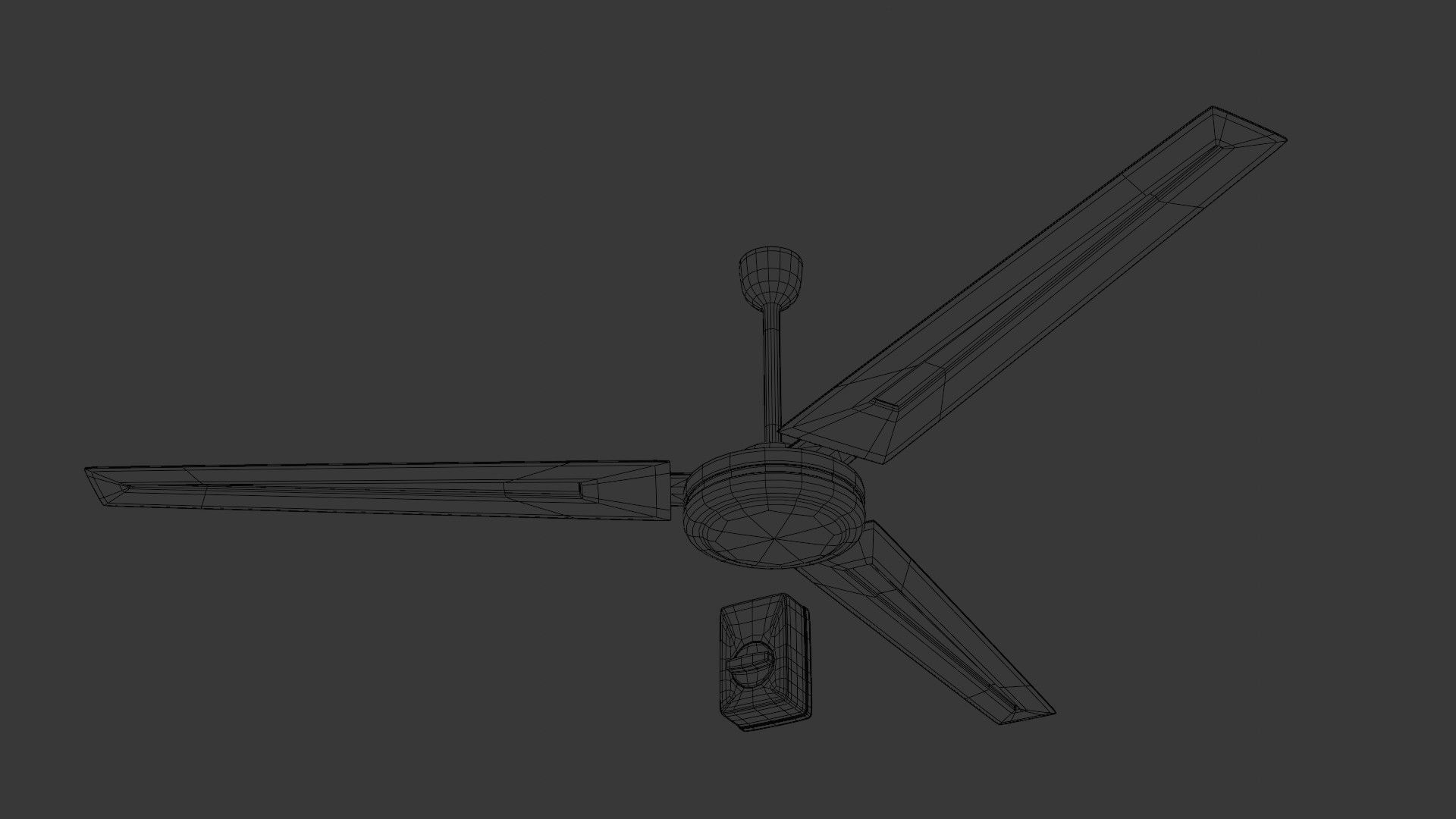 Dusty Old Style Ceiling Fan with Wall Control Low-poly 3D model_4