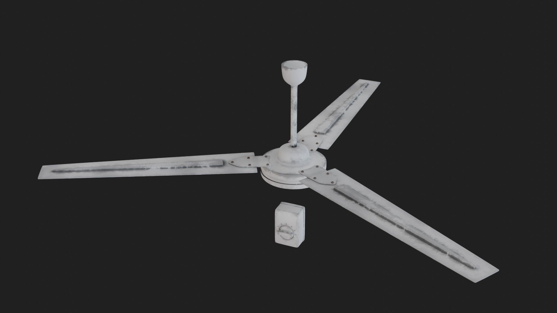 Dusty Old Style Ceiling Fan with Wall Control Low-poly 3D model_1
