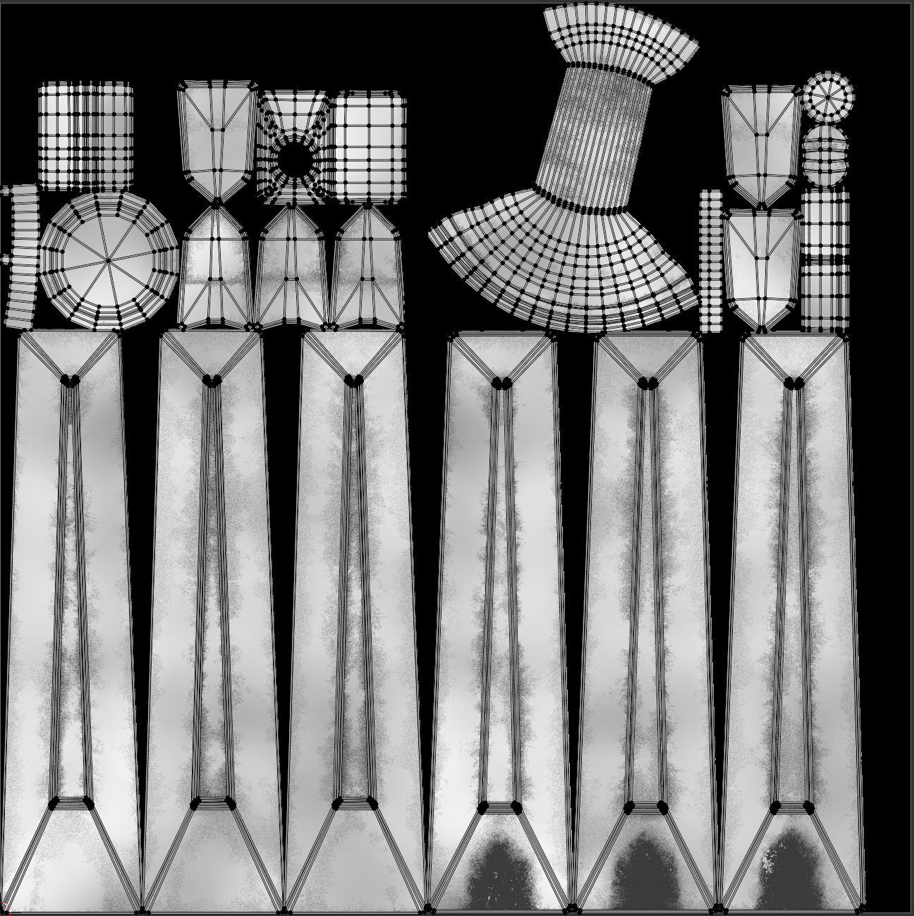 Dusty Old Style Ceiling Fan with Wall Control Low-poly 3D model_6