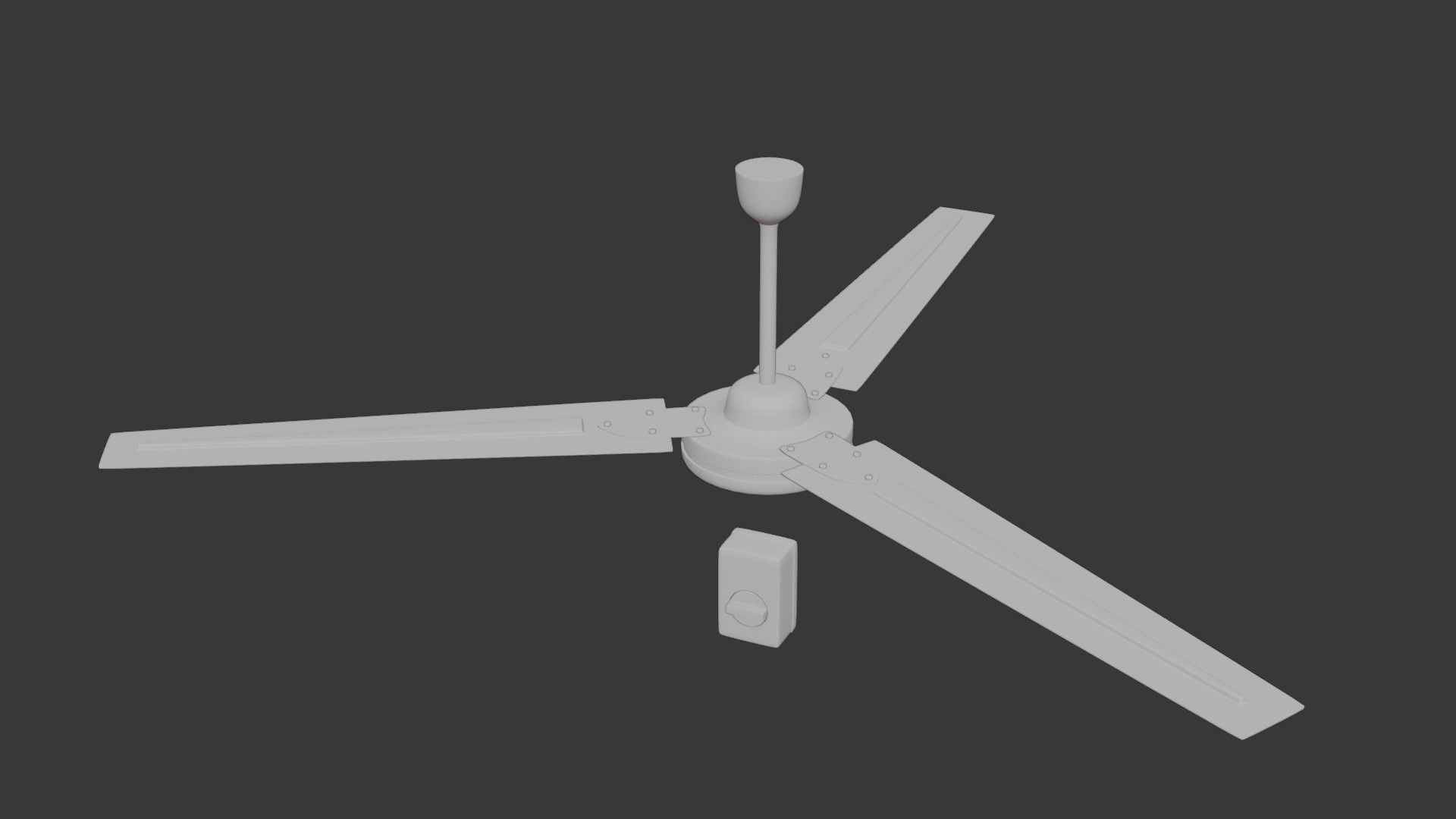 Dusty Old Style Ceiling Fan with Wall Control Low-poly 3D model_3