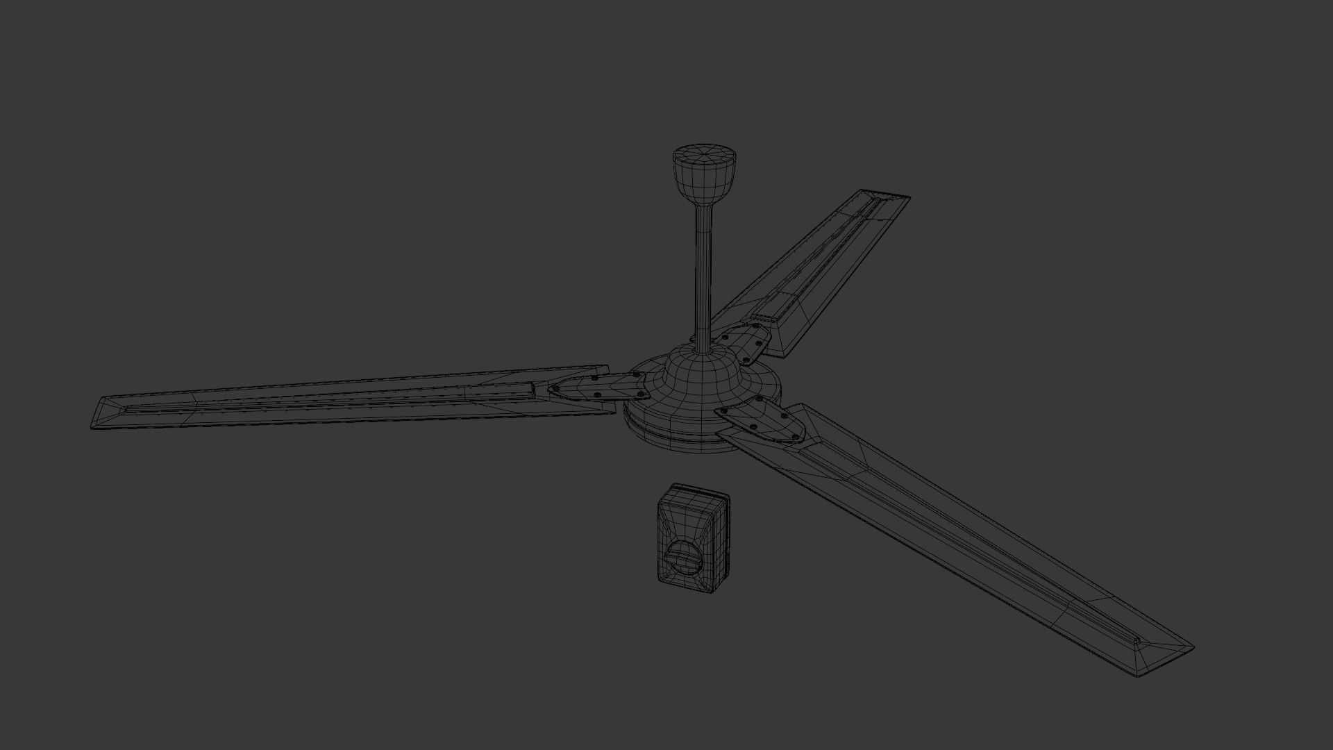 Dusty Old Style Ceiling Fan with Wall Control Low-poly 3D model_5