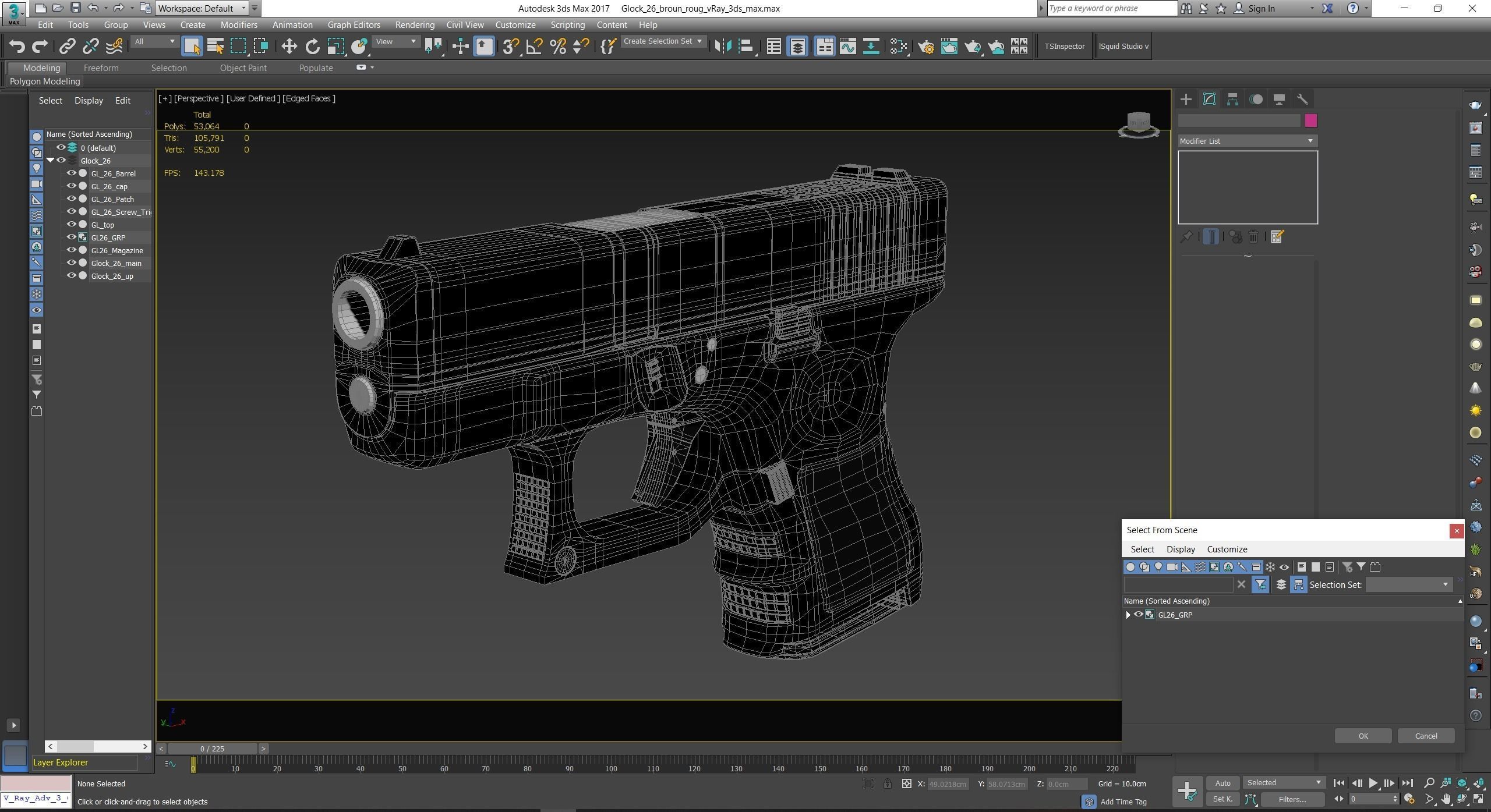 Glock 26 Brown Rough Low-poly 3D model_22