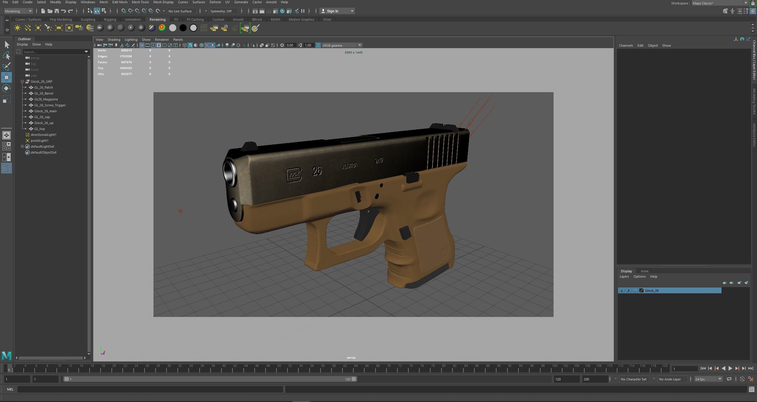 Glock 26 Brown Rough Low-poly 3D model_24