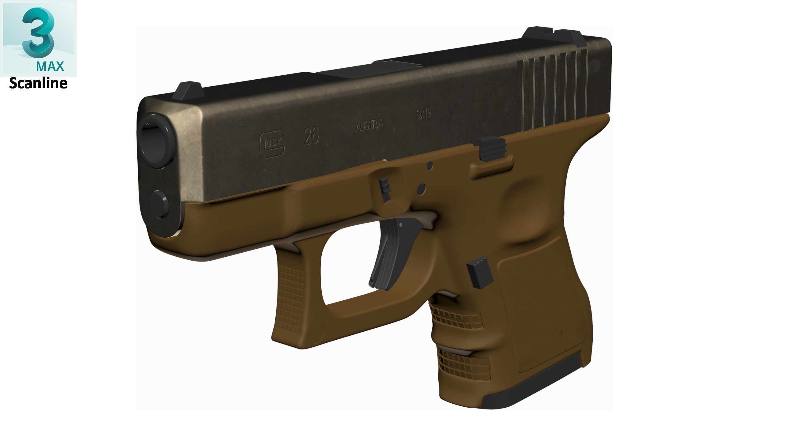 Glock 26 Brown Rough Low-poly 3D model_21