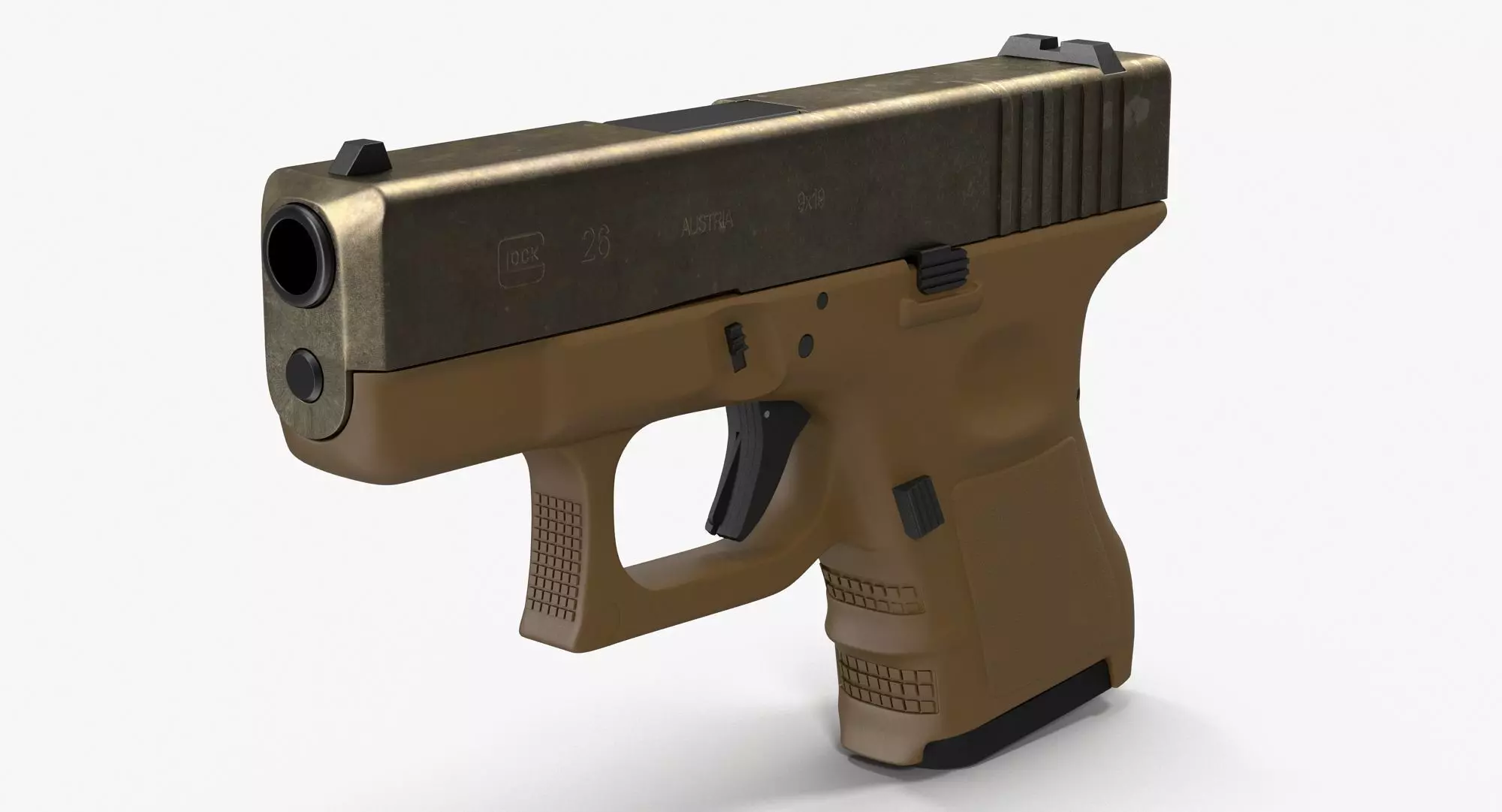Glock 26 Brown Rough Low-poly 3D model_0