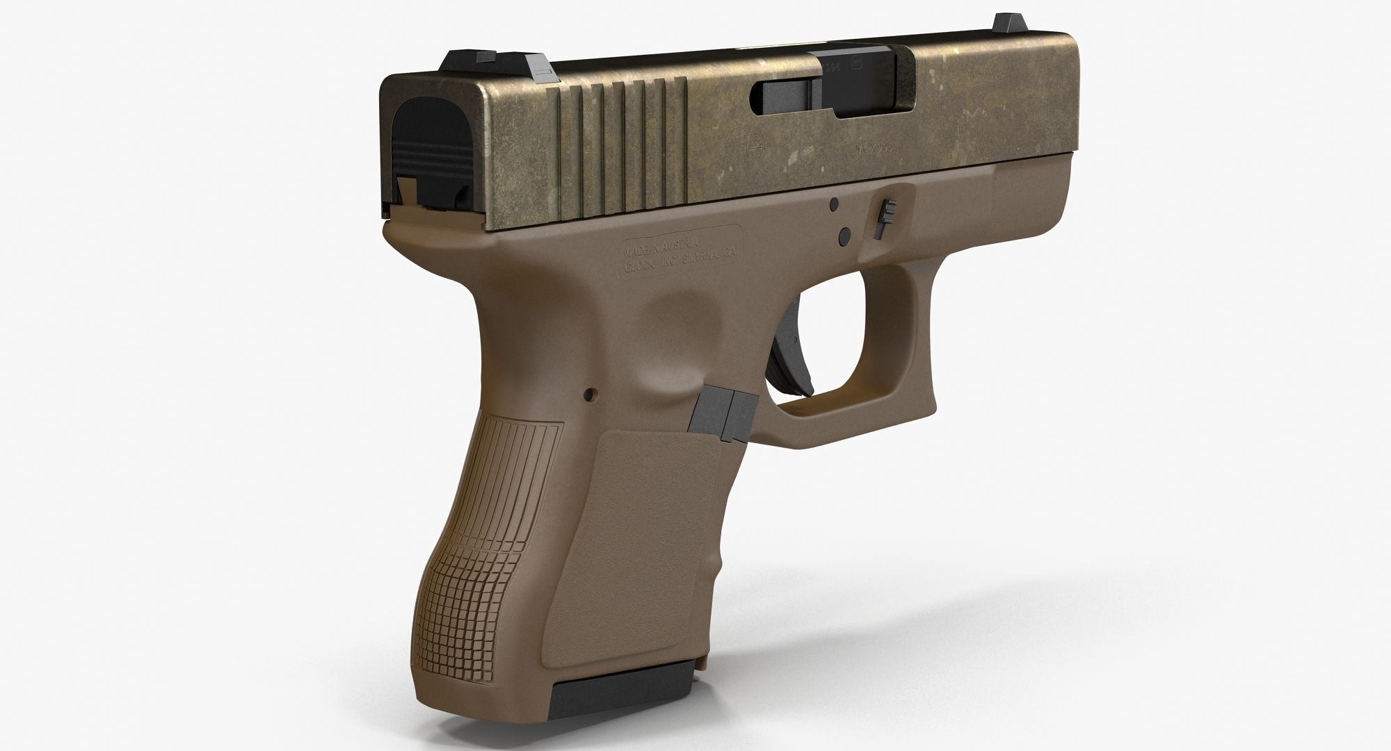 Glock 26 Brown Rough Low-poly 3D model_6