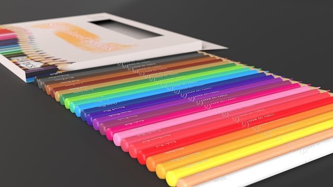 Colored Pencils Low-poly 3D model