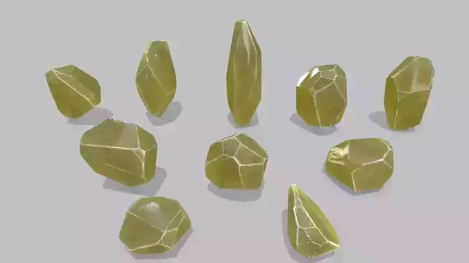 crystal set Low-poly 3D model