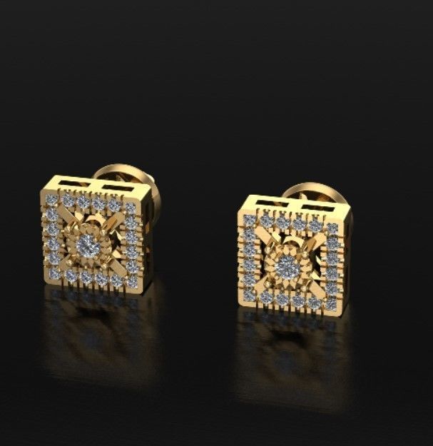 square earrings 3D print model_6