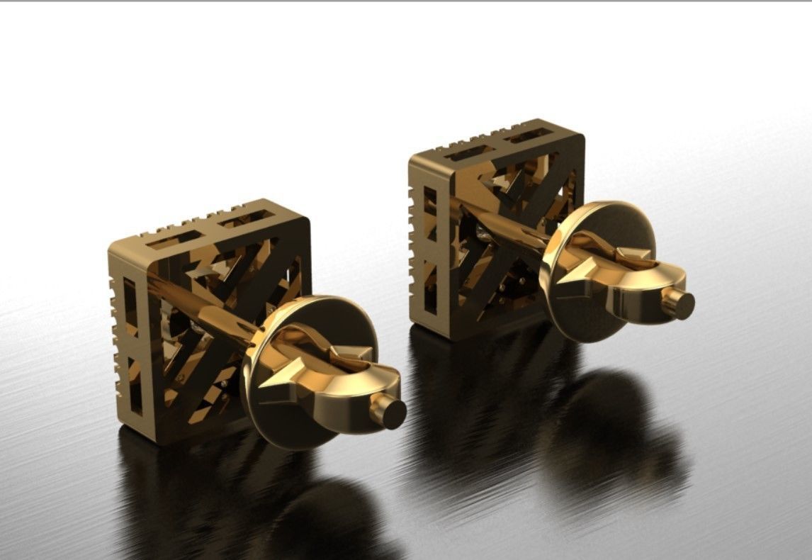 square earrings 3D print model_7