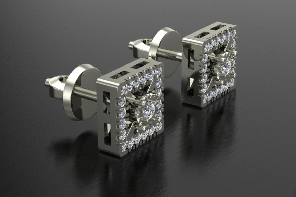 square earrings 3D print model_9