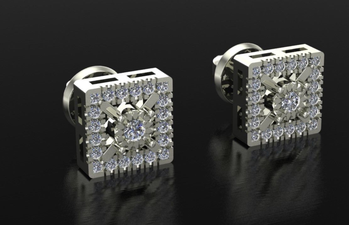 square earrings 3D print model_8