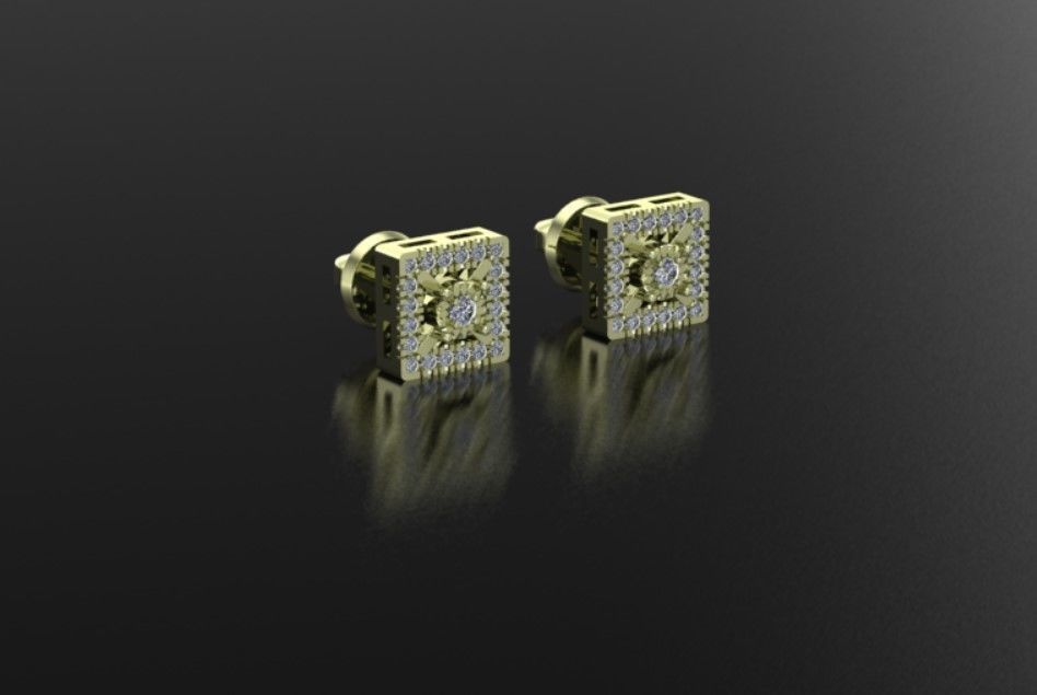 square earrings 3D print model_4