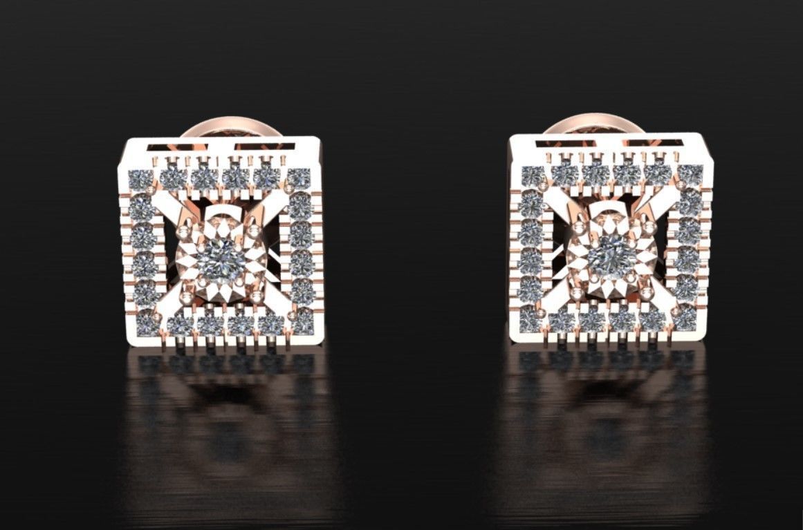 square earrings 3D print model_10