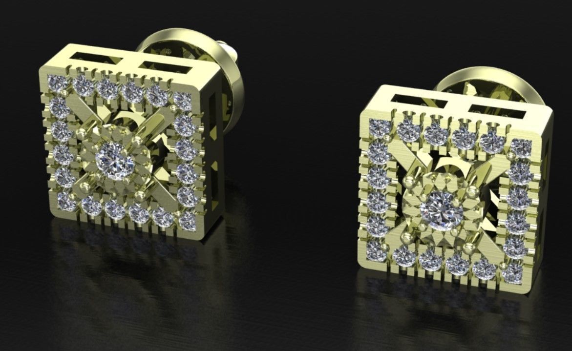 square earrings 3D print model_2