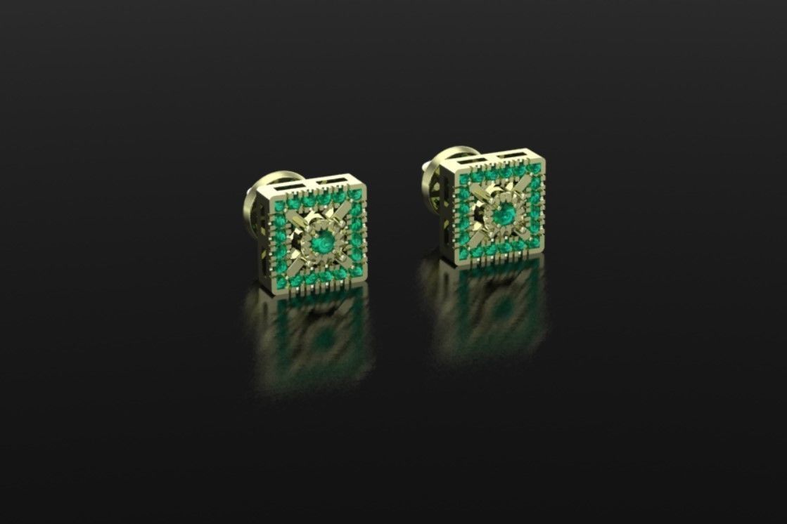 square earrings 3D print model_3