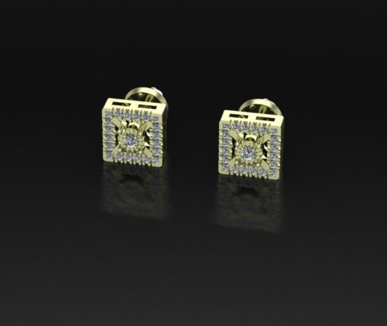 square earrings 3D print model_5