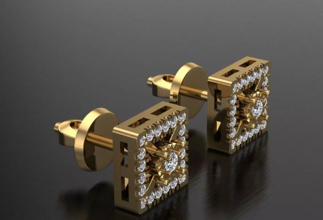square earrings 3D print model_0