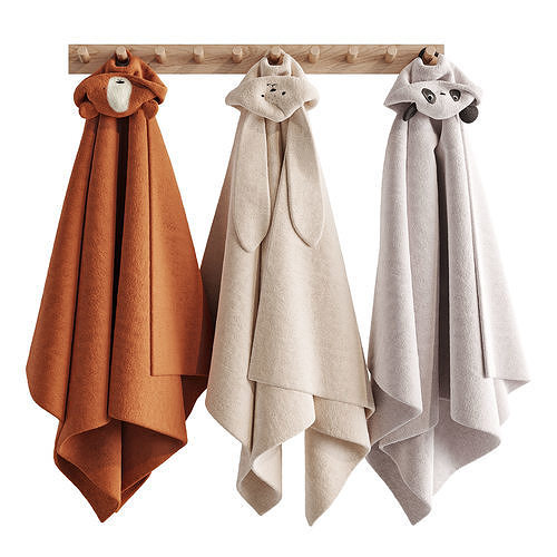 Hooded bath towels HM Home 3D model CGTrader