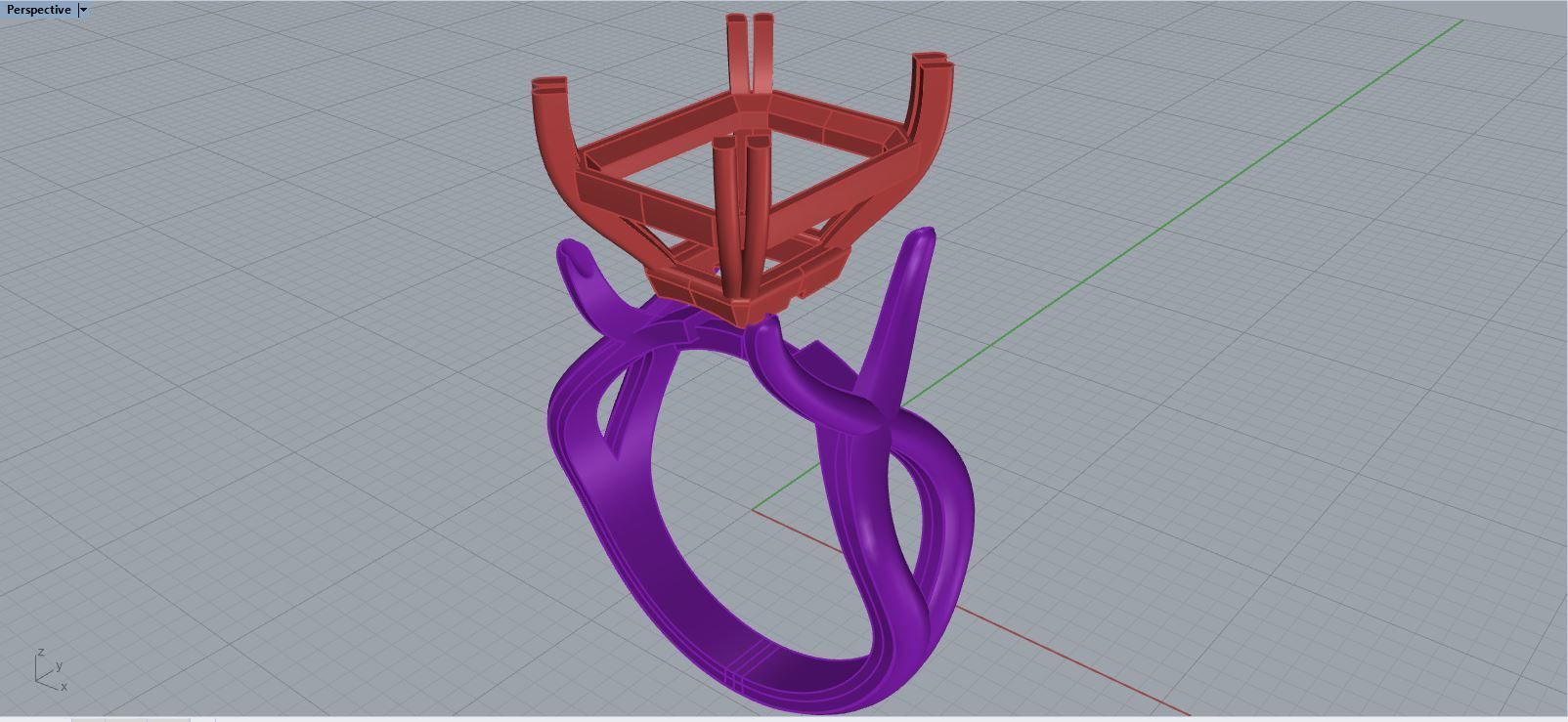 Fancy ring with emerald cut gem 3D print model_4