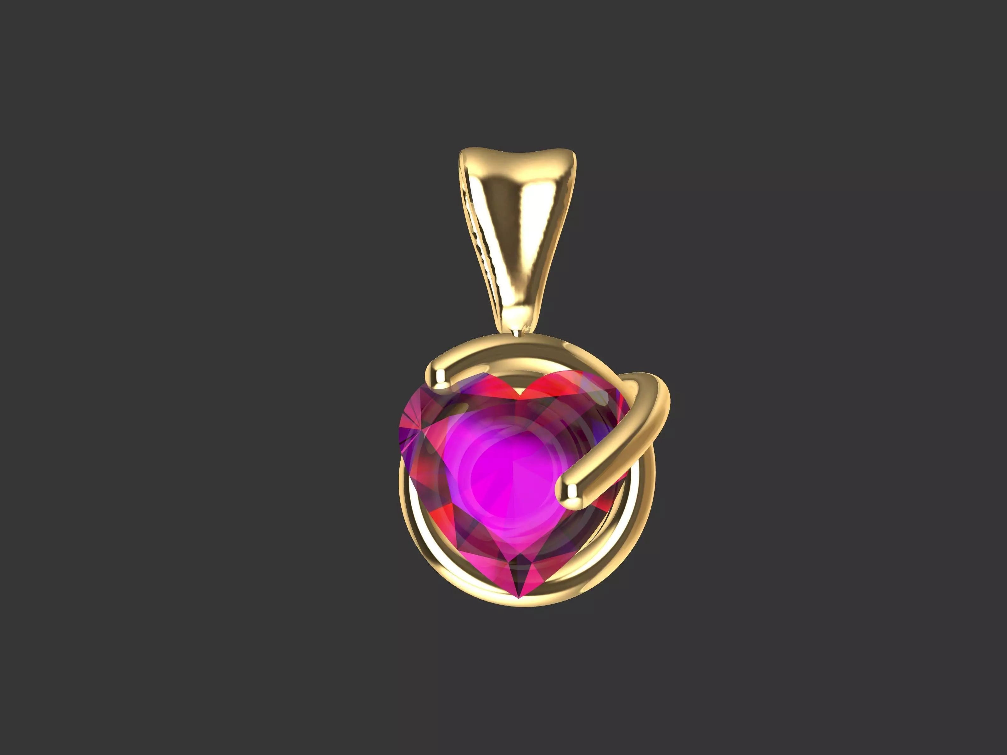 Contemporary Heart Diamond Pendant 3D print model