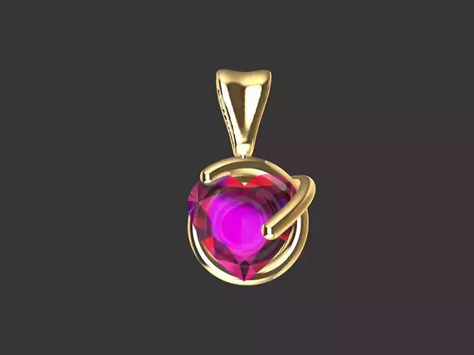Contemporary Heart Diamond Pendant 3D print model