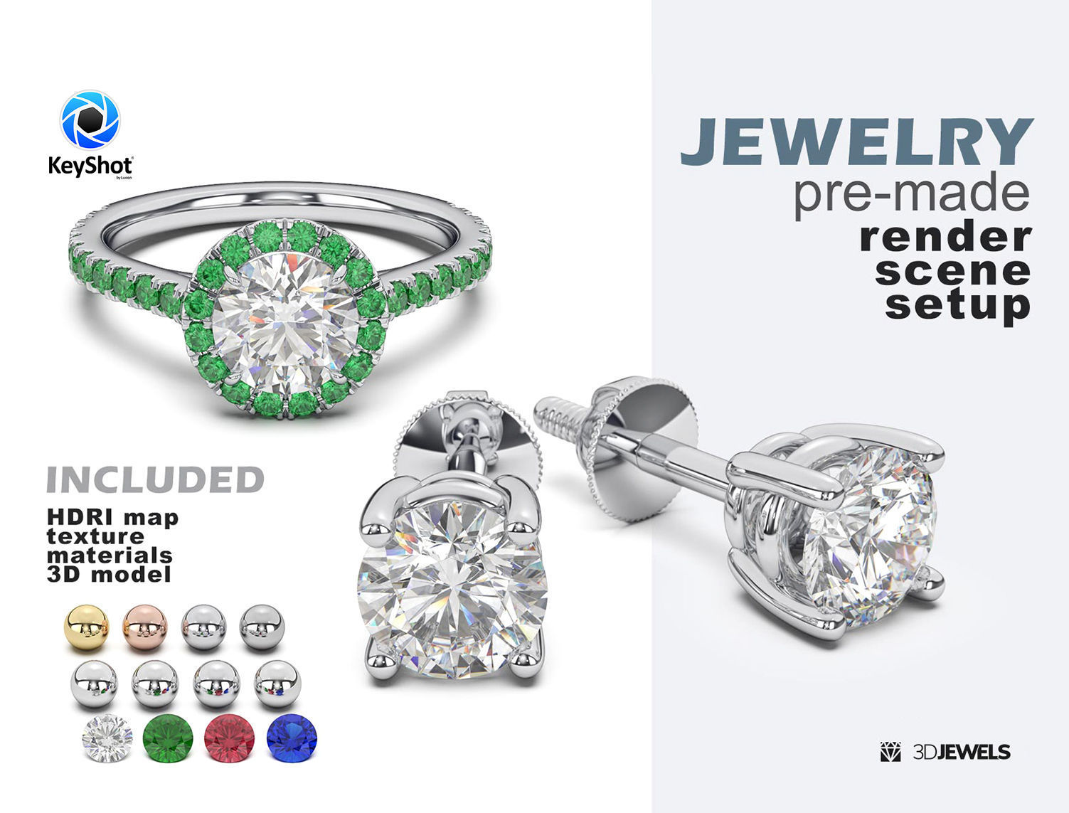Photorealistic Scene Setups for KeyShot Jewelry Renderings Pack5 3D model_3